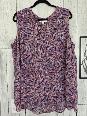 Christina B Abstract Print Layered Sleeveless Tunic Top Size XL Resortwear